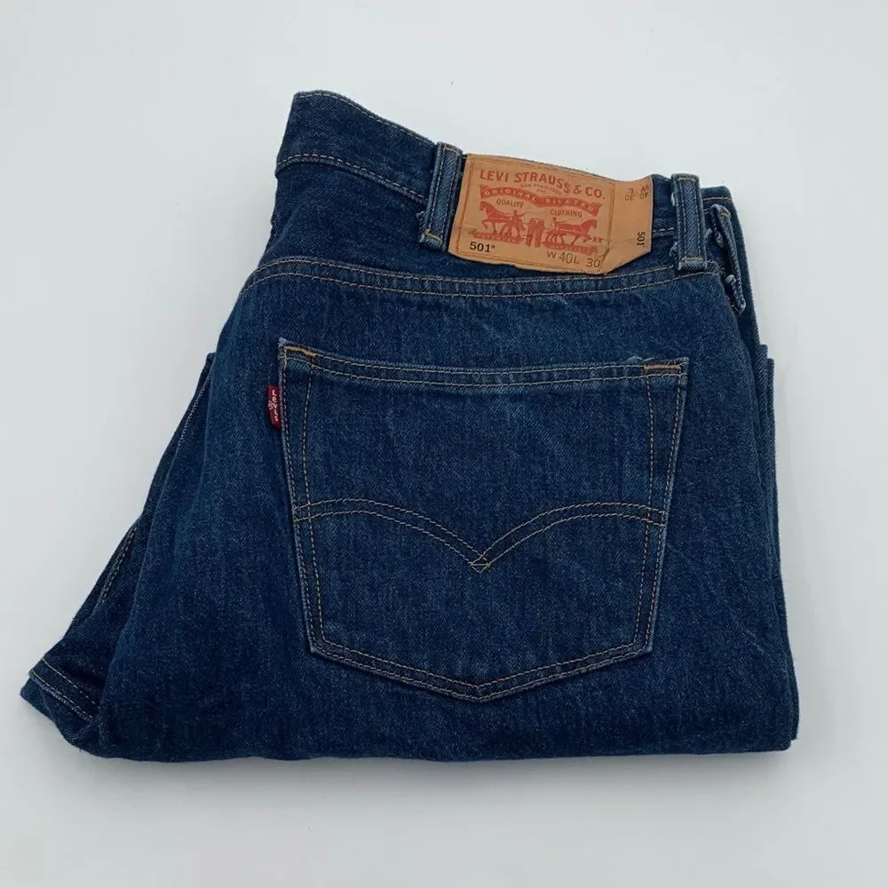 Levi’s 501 Original Fit Jeans Men’s 40x30 Dark Wash Button Fly Classic Straight